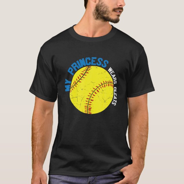 Camiseta Minha Princesa Veste Cleats - Baseball Softball (Frente)