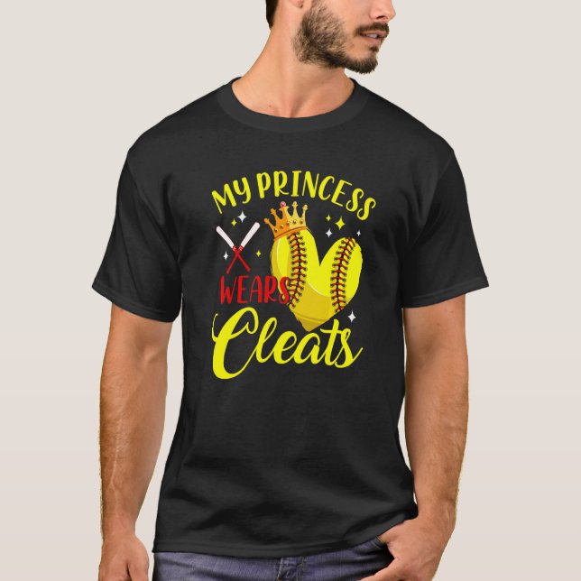 Camiseta Minha Princesa Veste Limpa Mães Filhas De Softball (Frente)