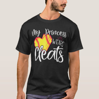 Camiseta Minha Princesa Veste Limpa Softball Mãe Pai Baseba