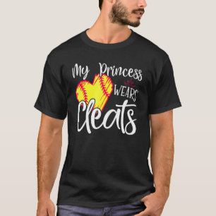 Camiseta Minha Princesa Veste Limpa Softball Para Mamãe Pai