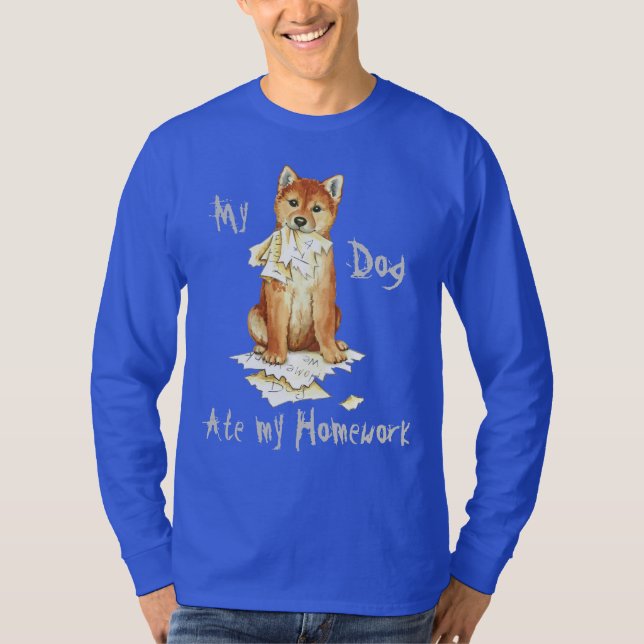 Camiseta Minha Shiba Inu Comeu Meu Trabalho De Casa (Frente)