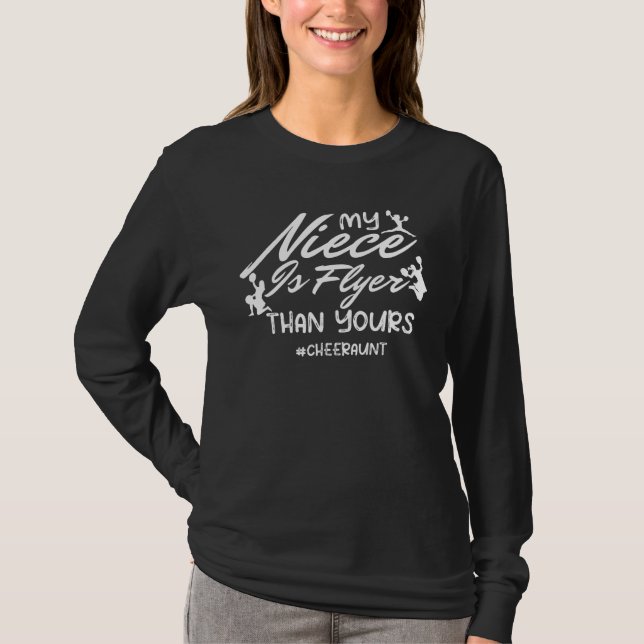 Camiseta Minha sobrinha é voadora do que sua tia Cheerleade (Frente)