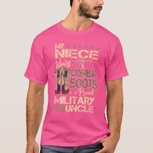 Camiseta Minha sobrinha Veste o combate às botas orgulhoso 