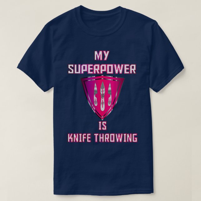 Camiseta Minha superpotência é a Knife jogando Crachá rosa  (Frente do Design)