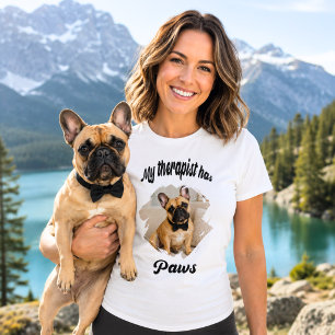 Camiseta Minha terapeuta tem patas foto de Bulldog Francês
