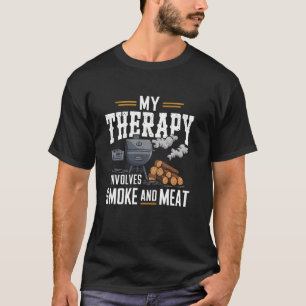 Camiseta Minha terapia envolve design de grelhados com fuma