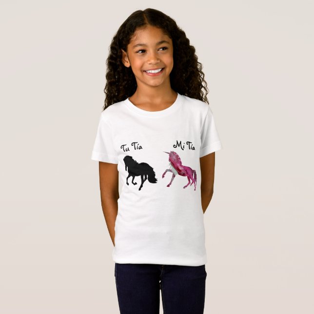 Camiseta Minha Tia Tinha Um Cavalo Unicórnio Família (Frente Completa)