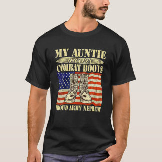 Camiseta Minha tia Veste Combate Boots Exército Orgulhoso M