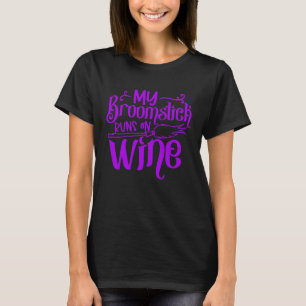 Camiseta Minha vassoura corre no dia das bruxas do vinho