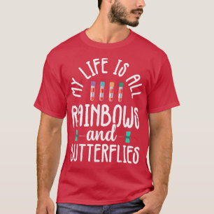 Camiseta Minha vida é de todo arco-íris e borboletas Phlebo