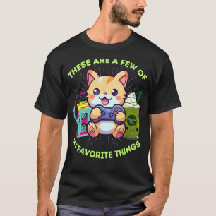 Camiseta Minhas Coisas Favoritas Gamer Gato Jogos Chá Verde