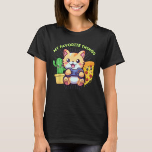 Camiseta Minhas Coisas Favoritas Gatos Jogos Plantas Pizza 