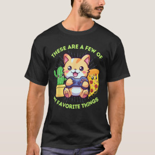 Camiseta Minhas Coisas Favoritas Gatos Jogos Plantas Pizza 