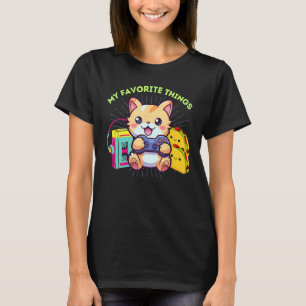 Camiseta Minhas Coisas Favoritas Jogos Gato Tacos Os Anos 8