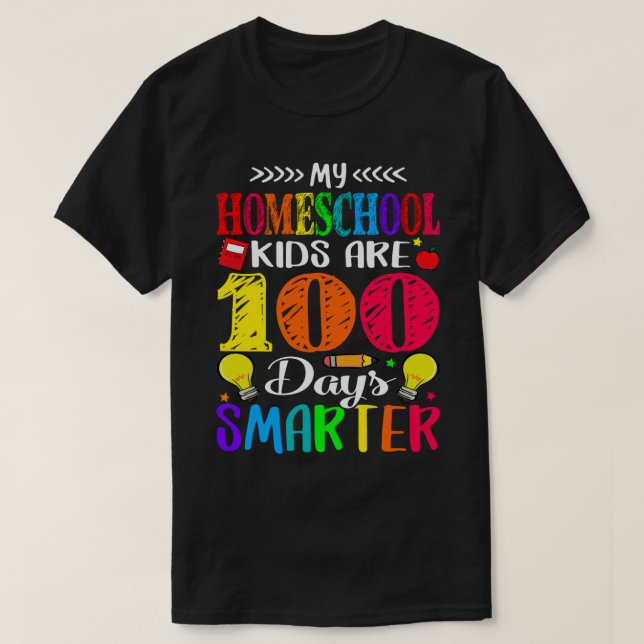 Camiseta Minhas Crianças De Casa São 100 Dias Mais Intelige (Frente do Design)