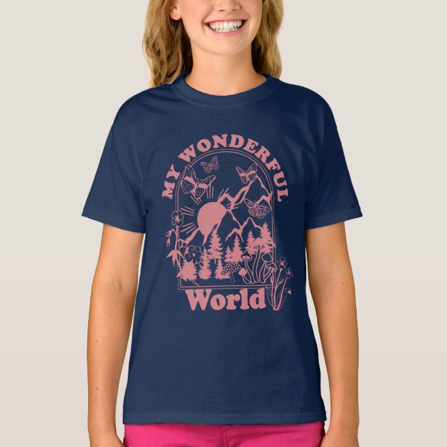 Camiseta Minhas Maravilhosas Flores Retro do Mundo (Frente)
