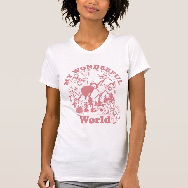 Camiseta Minhas Maravilhosas Flores Retro do Mundo (Frente)