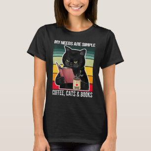 Camiseta Minhas Necessidades São Cafés Simples e Livros Pre