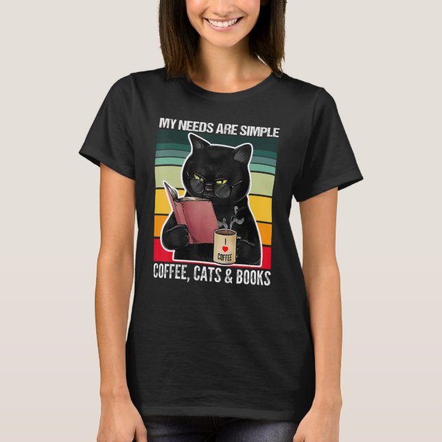 Camiseta Minhas Necessidades São Cafés Simples e Livros Pre (Frente)