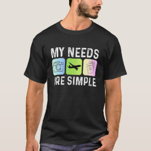 Camiseta Minhas Necessidades são Viagem Simples Avião Passa