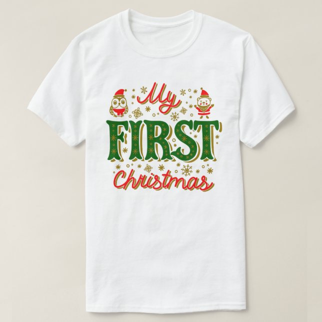Camiseta Minhas primeiras t-shirts de Natal (Frente do Design)