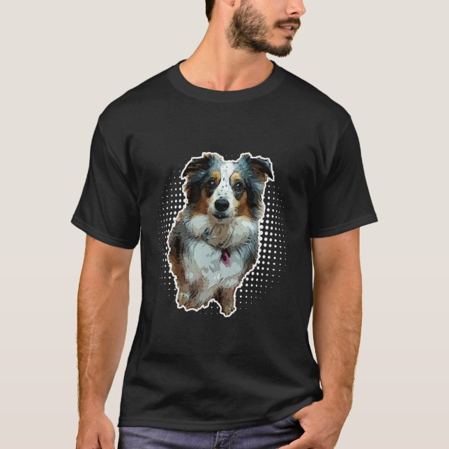Camiseta Mini Aussie - Pastor Australiano - Cão Cute (Frente)