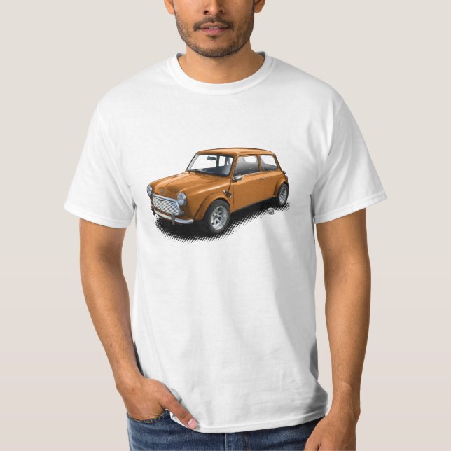 Camiseta Mini carro alaranjado clássico no t-shirt branco (Frente)