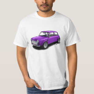 Camiseta Mini carro roxo clássico no t-shirt branco