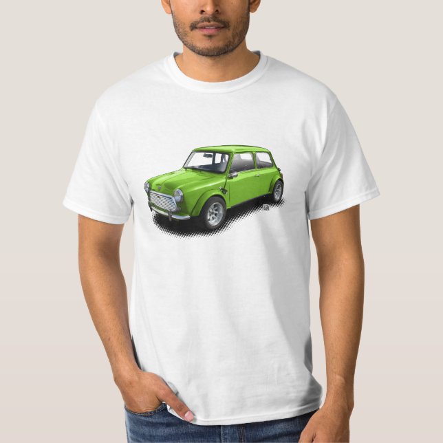 Camiseta Mini carro verde clássico no t-shirt branco (Frente)