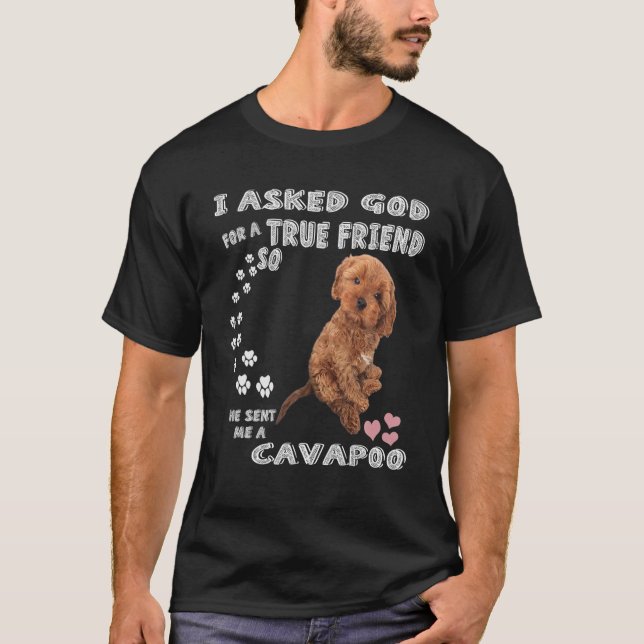 Camiseta Mini Cavapoo Dizendo Mãe, Cavadoodle Pai, Cav (Frente)