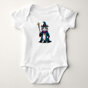 Camiseta Mini gato feiticeiro com cajado mágico