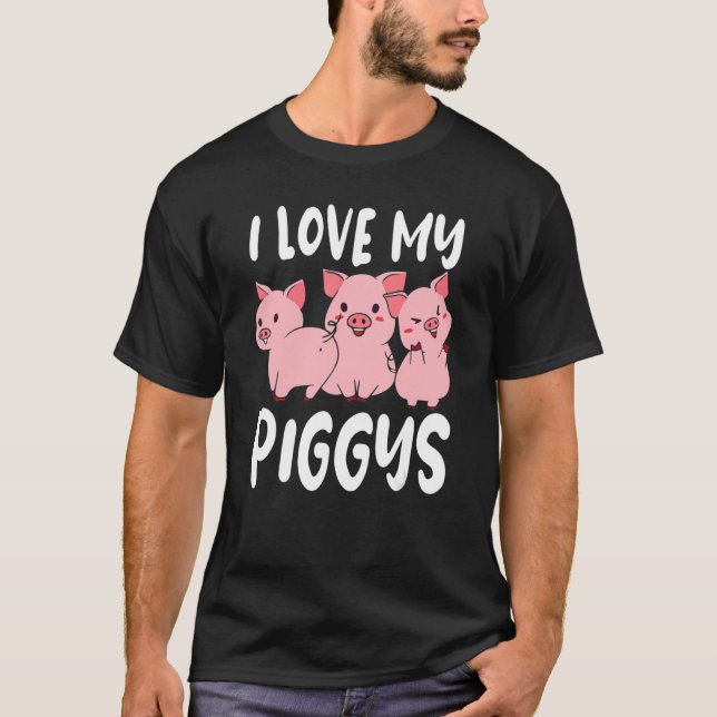 Camiseta Mini House Pig I Love My Piglet Teacup Pig Mãe (Frente)