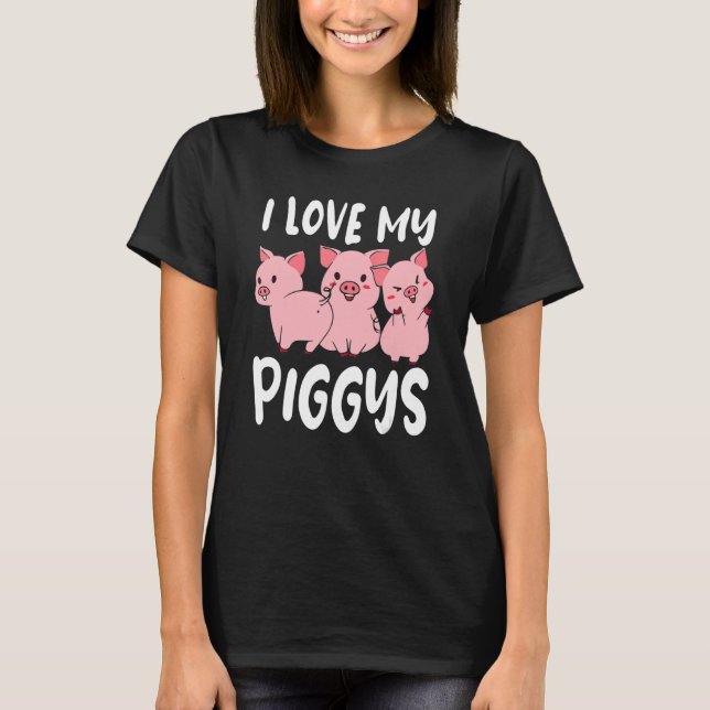 Camiseta Mini House Pig I Love My Piglet Teacup Pig Mãe (Frente)