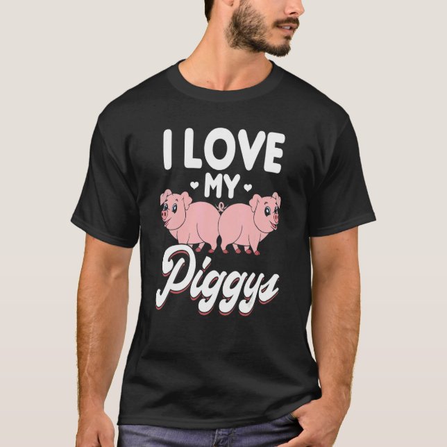 Camiseta Mini House Pig I Love My Piglet Teacup Pig Mãe 1 (Frente)