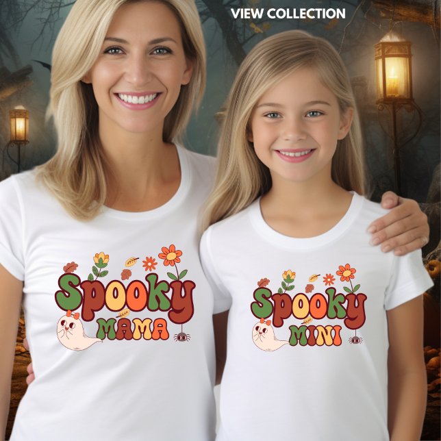 Camiseta Mini Mamãe de Halloween Spooky e eu combinando (Criador carregado)