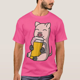 Camiseta Mini Pig Drinking Beer Pet