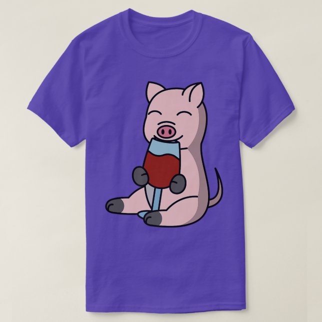 Camiseta Mini Pig Drinking Wine Pet Premium  (Frente do Design)