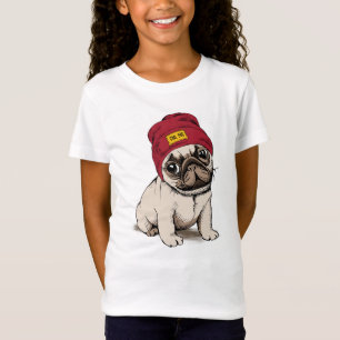 Camiseta Mini Pug do hipster do filhote de cachorro