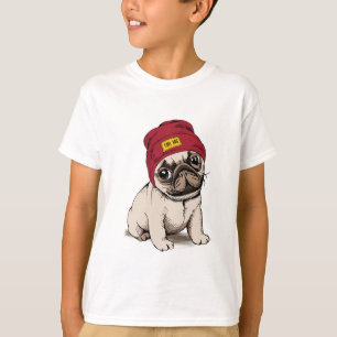 Camiseta Mini Pug do hipster do filhote de cachorro
