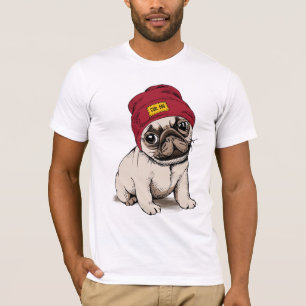 Camiseta Mini Pug do hipster do filhote de cachorro