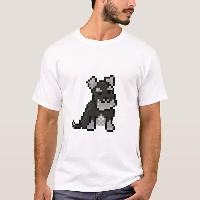 Camiseta Mini Schnauzer Pixel Art T-Shirt (Frente)