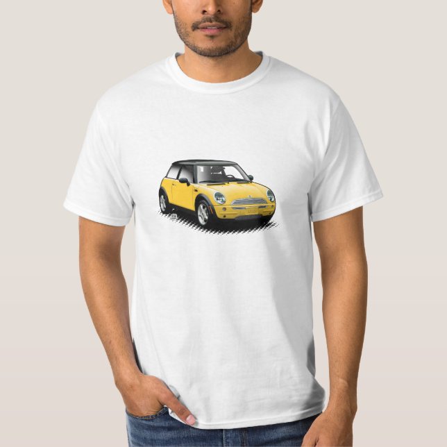 Camiseta Mini t-shirt moderno amarelo do carro (Frente)