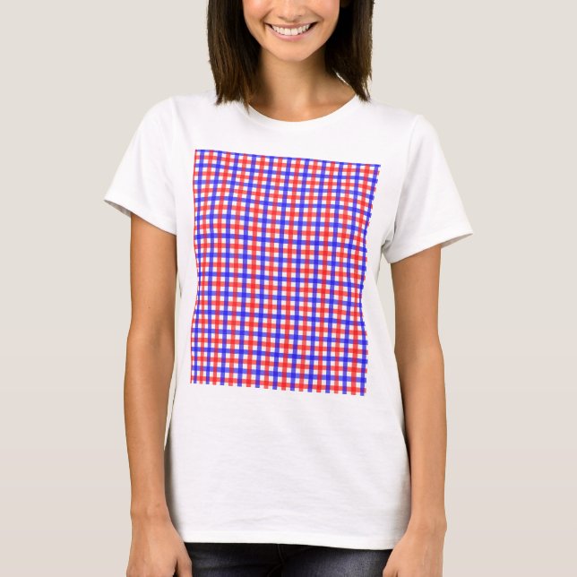 Camiseta Mini Verificação De Gingham Vermelho E Azul (Frente)