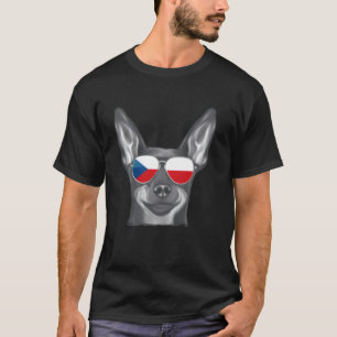 Camiseta Miniatura Cachorro Cachorro Bandeira Checa Óculos 