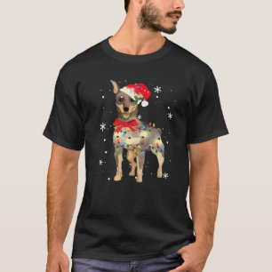 Camiseta Miniatura Cachorro Cachorro Natal Luz Xmas Mãe Da