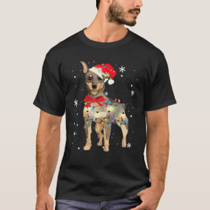 Camiseta Miniatura Cachorro Cachorro Natal Luz Xmas Mãe Da