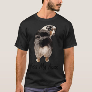 Camiseta Miniatura Engraçado Pastor Australiano Beija Meu A