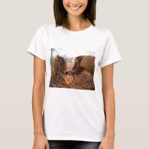 Camiseta Miniatura Macaco e Coração de Namorados de Cavalo