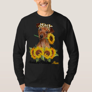 Camiseta Miniatura Pinscher Mãe Cachorro de Verão de Girass