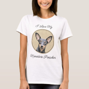 Camiseta Miniatura Pinscher Pintando Bela Arte Original de 
